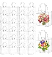 ZENFUN 80 Pack Clear Gift Bags with Handle Valentine's, Reusable Party Favor Bags, Plastic Gift B...