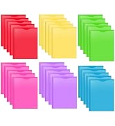 Briartw Heavy Duty Plastic Pocket Folder with Prongs for Letter Size Paper,30 Pack Colors File Fo...