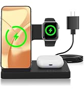 Wireless Charger Stand Charging Station: for iPhone 16e 16 15 14 13 12 - Apple Watch 10 9 8 7 6 5...