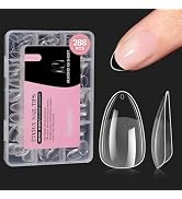 Beetles Extra Short Almond Nail Tips, 12 Sizes 288 PCS Pre-Shaped Clear Full Cover Etch Gel Nail ...