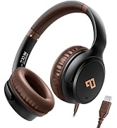USB C Headphones Wired Headphones Over Ear with HD Mic,Brown Headphones/Lightweight/Foldable/Adju...