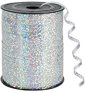 BEISHIDA 500 Yards Silver Ribbon Curling Crimped, Balloon String Shiny Metallic Roll for Gift Wra...