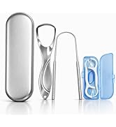 2-Pack Tongue Scraper for Adults Stainless Steel, Metal Tongue Cleaner & Scraper Kit with Travel ...