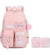 MOONBABY Girls Backpack, Kawaii Kids Backpack for Girls School Bags for Middle School Students - ...