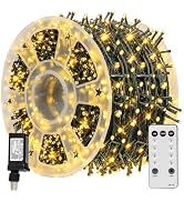 TW SHINE Christmas Lights, 600 LED 196FT Christmas String Lights Plug-in with 8 Modes Timer and R...