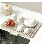 Silicone Dish Drainer Mat for Kitchen Counter,16MM Thick Heat Resistant Dish Drying Rack,Non-Slip...