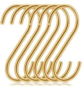 DINGEE Gold S Hooks for Hanging 3.5 Inch Brass Heavy Duty S Hooks,Closet S Hooks for Hanging Coat...