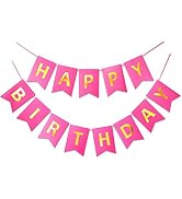 Pure Roseo Happy Birthday Banner Signs Golden Sparkle Birthday Party Bunting Funny Supplies for G...