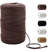 FMLIUY 220 Yards Macrame Cord 4 Strand Twisted Recycled Cotton 4mm Brown String for Crafts Wall H...