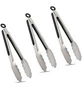 TENTA TENTA KITCHEN 9" Stainless Steel Kitchen Tongs, Locking Metal Food Tongs Non-Slip Grip (Set...