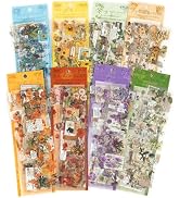RISYPISY 48 sheets/555pcs Journaling Stickers Vintage Floral Botanical Scrapbook Sticker Small Tr...