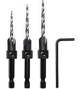 GMTOOLS Countersink Drill Bit Set, 3Pcs Tapered Drill Bits with 1/4" Hex Shank Quick Change and A...
