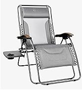 PORTAL Oversized Mesh Back Zero Gravity Reclining Patio Chairs, XL Padded Seat Folding Patio Loun...