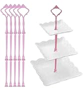 Happy Will 5 Sets 3 Tier Crown Cake Stand Fruit Cake Plate Handle Fitting Hardware Rod Stand Hold...