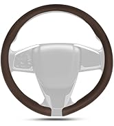Hiseanllo Nappa Leather Steering Wheel Cover (Brown)