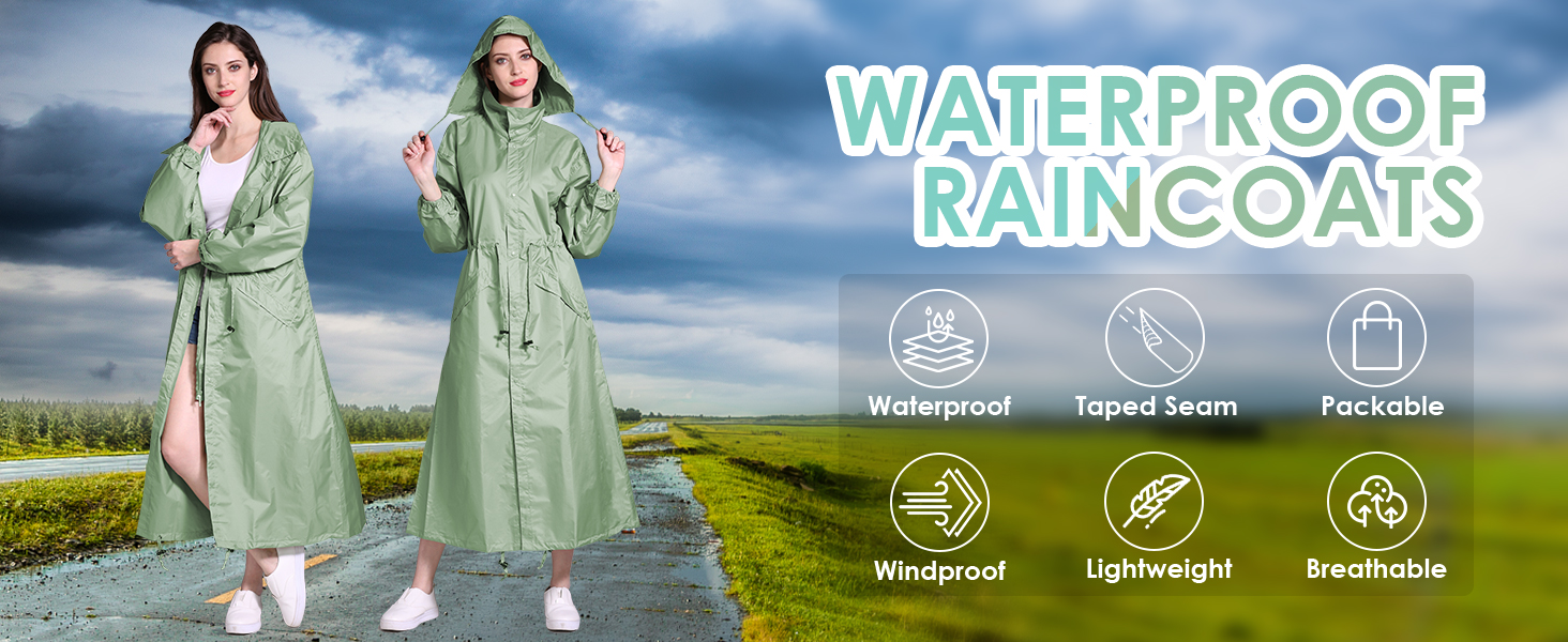 womens rain coat long 2xl lightweight foldable raincoat women’s long rain coat waterproof plus size