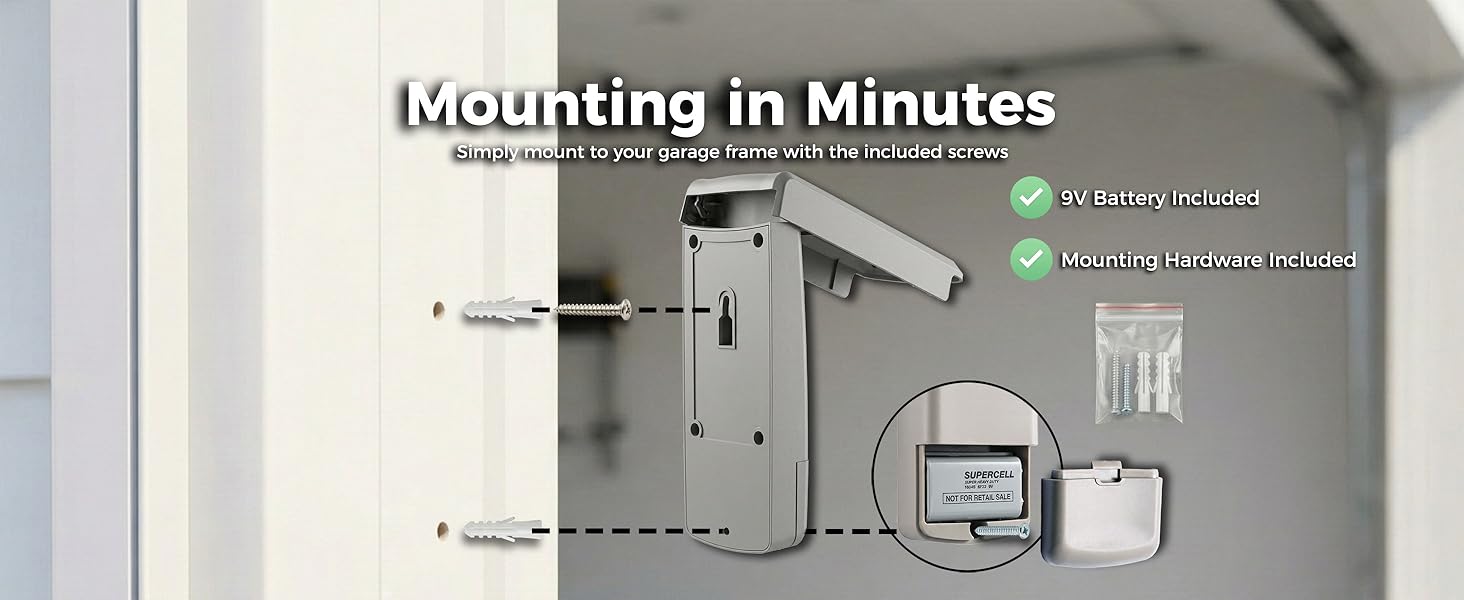 Mounting wireless garage door keypad to door frame with included screws Easy DIY installation