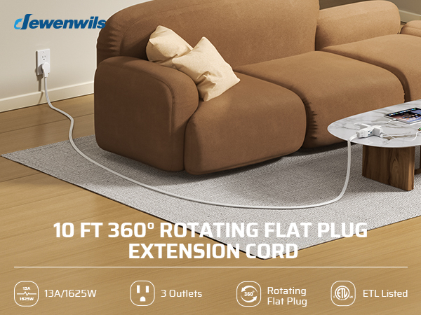 10 ft white extension cord