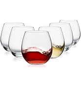 Stemless Wine Glasses Set of 6, 15oz Red & White Wine Glasses for Daily Use, Wedding, Birthdays, ...