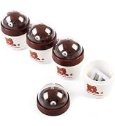 Smilo 4 Pack Coffee Bear Pencil Sharpener with Eraser, Dual Hole Manual | Fits Standard & Jumbo; ...