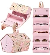 SMARTTOP Travel Sunglass Organizer Case- 5 6 Slot PU Sunglass Travel Case Multiple Portable Eyegl...