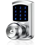 Keyless Entry Door Lock with Code, Keypad Door Lock with Handle, Touchscreen Door Knob with Keypa...
