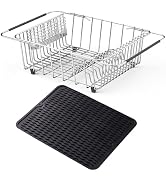 NiuYichee Stainless Steel Dish Drying Rack(15"L X 12.6"W X 4.7"H), Expandable Fruit & Vegetable D...