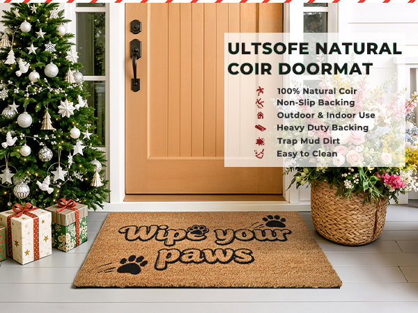 funny muddy coir welcome door mat natural fiber eco-friendly outdoor indoor outside doormat