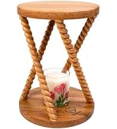 American Red Oak Wood Side Table with Twisted Legs, Small Round End Table for Small Spaces, Decor...