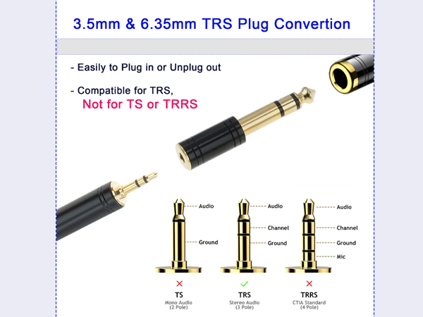 3.5mm to 6.35mm Pure Copper Adapter