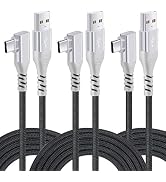 USB to C Cable, 3 Pack 10FT Type C Fast Charging Cable Right Angle,Nylon Braided USB A to USB-C A...