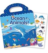 Reusable Sticker Book for Kids, Ocean Stickers Educational Learning Toys Travel Stickers Activity...