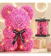 Otlonpe Preserved Artificial Roses Flowers Bear, Forever Women Gifts for Birthday Christmas Valen...