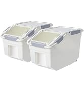 20Lbs 2 Pack Food Storage Container with Scoop, Airtight Rice Storage Bins Flour Containers Pet F...