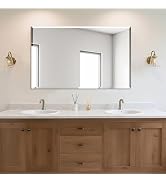 Ruomeng Rectangle Wall Mirror Frameless Bathroom Mirror 48” x 30" Beveled Edge Mirror for Vanity ...
