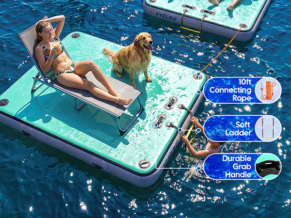Inflatable Floating Dock, Floating Mat for Lake, Inflatable Dock Floating Deck Inflatable Platform
