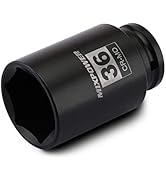 MIXPOWER 1/2" Drive Deep Impact Socket, CR-MO, 36 mm, METRIC, 6 Point, Axle Nut Impact Grade Sock...