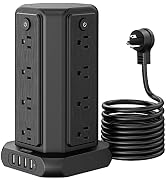 10ft Extension Cord with Multiple Outlets, NTONPOWER 16 Outlet Power Strip Tower, Individual Swit...