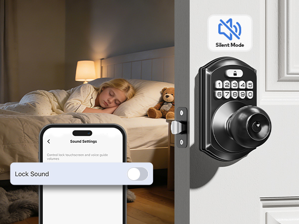 Silent Mode mutes the lock’s beeps, letting you lock/unlock quietly without disturbing others.