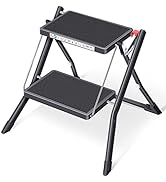 KINGRACK Folding Step Ladder, 2 Step Foldable Step Stool, Portable Stepladder with Handle, Non-Sl...