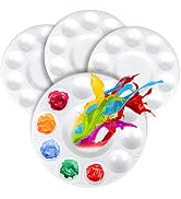 White Round Paint Tray Palettes, FANDAMEI Plastic Paint Tray Palette, Paint Palettes Paint Pallet...