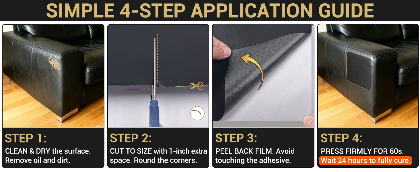 Self-adhesive leather repair patch
