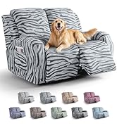 VANSOFY Recliner Loveseat Covers 6-Pieces, Stretch Zebra Stripe Recliner Couch Cover Washable Sof...