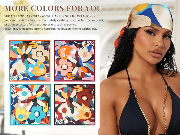 Head Scarf for Women Like Silk Hair Bandana Satin Scarf for Hair Wrapping Beach Head Wrap