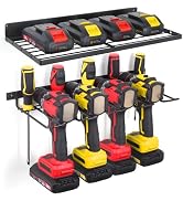 reliahom Power Tool Organizer Wall Mount, Cordless Drill Holder and Battery Shelf, Garage Tool St...