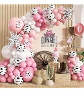 Cowgirl Balloon Arch Kit with Cow Print Balloons for Cowgirl Party Decor | Pink and White Balloon...