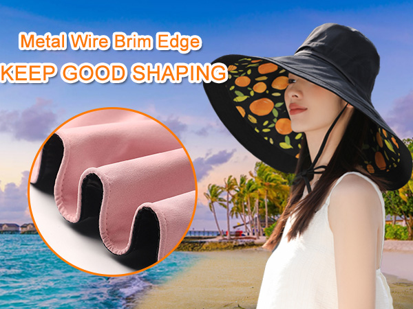 Super Brim Women Sun Hat metal wire brim edge shapable outdoor activities Beach Bucket Fishing Hats
