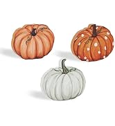 Smile Fall Wooden Decor Set 3-Piece Neutral Pumpkin Tabletop Signs for Autumn Harvest Home Decor