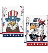 VISSTREE 4th of July Kitchen Towels Set of 2, Absorbent American Flag Stars Patriotic Dish Towels...