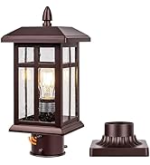 Brilvibera Dusk to Dawn Outdoor Post Lights Hard Wired Bronze, Waterproof Outdoor Post Lamp for P...